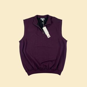 Y2K mens golf vest by Cutter & Buck, vintage 2000s burgundy quarter zip pullover